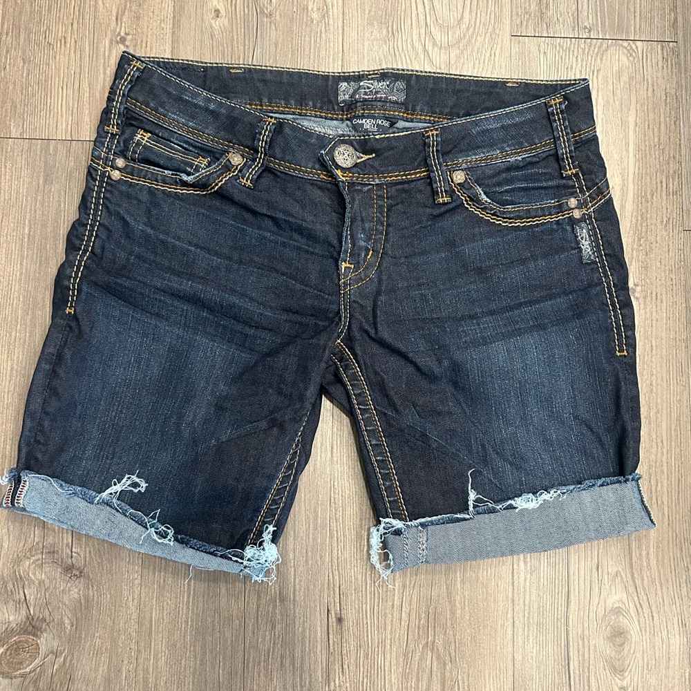Silver cut off Jean shorts